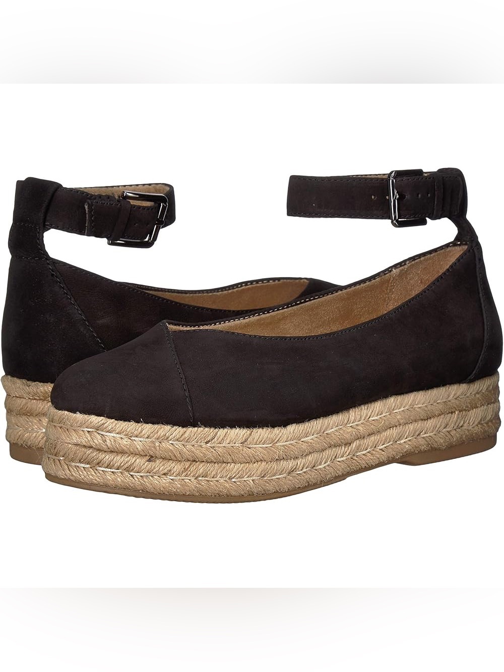 Naturalizer Talila 6.5 Womens Black Ankle-Strap Espadrille Platform Flats
